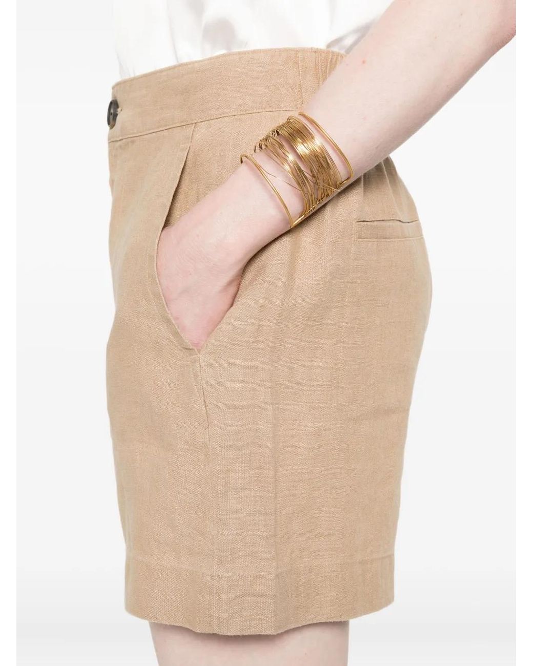Vince Natural Buttoned Knee-Length Shorts