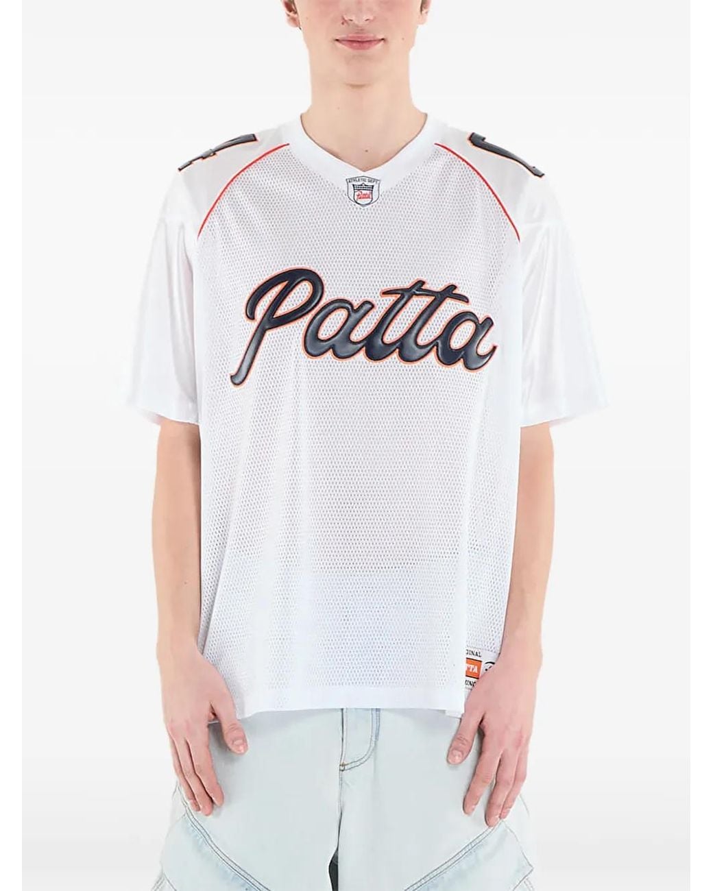 PATTA White Logo-Patch Mesh T-Shirt for men