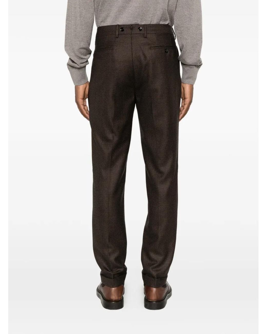 Berwich Gray Barber Houndstooth-Pattern Pleated Trousers for men