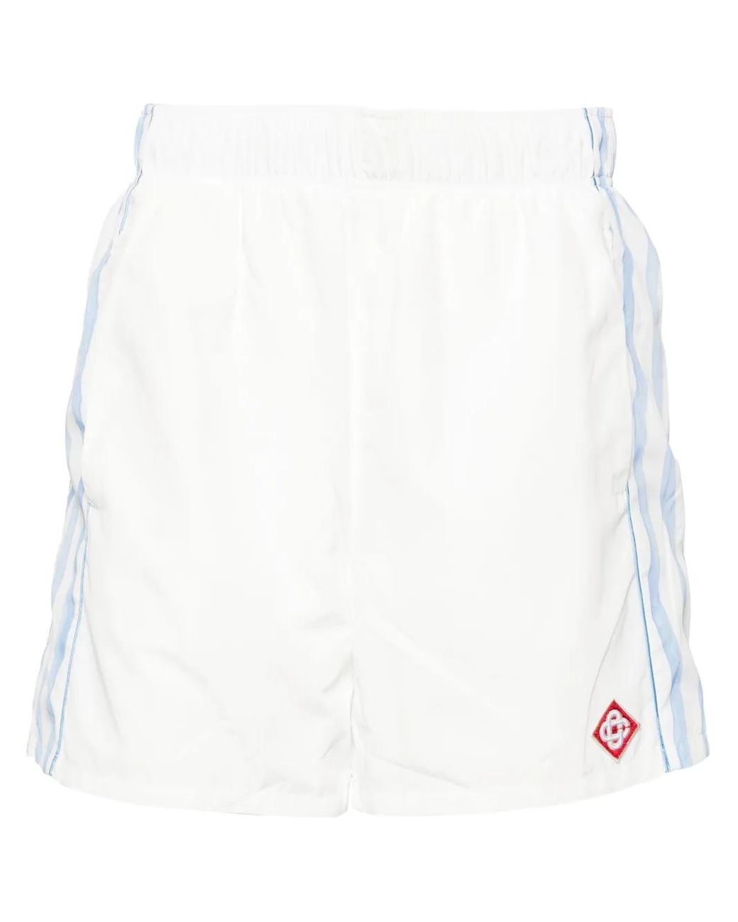 Casablanca White Striped Mid-Rise Track Shorts for men