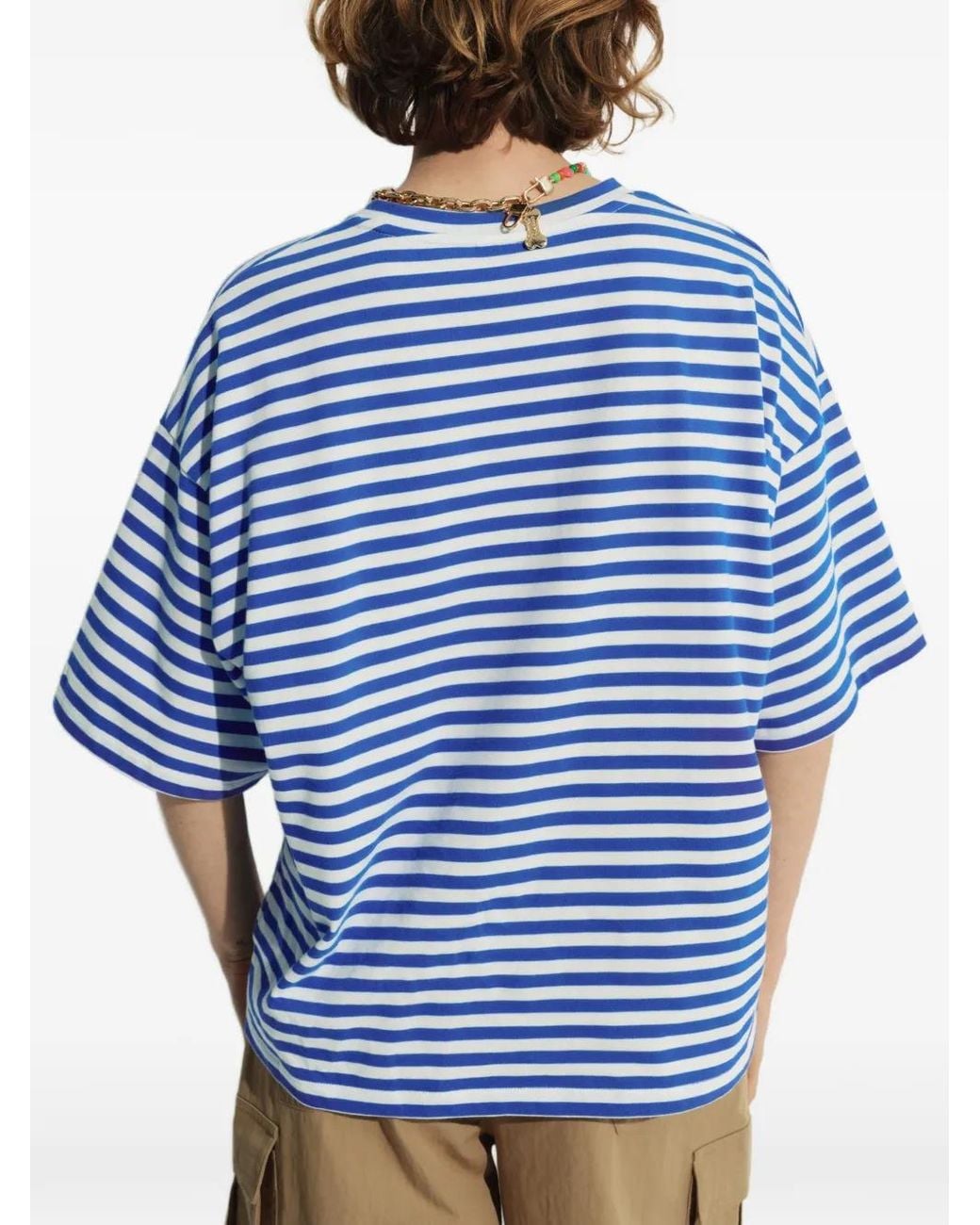 Essentiel Antwerp Blue X Peanuts Striped-Pattern T-Shirt