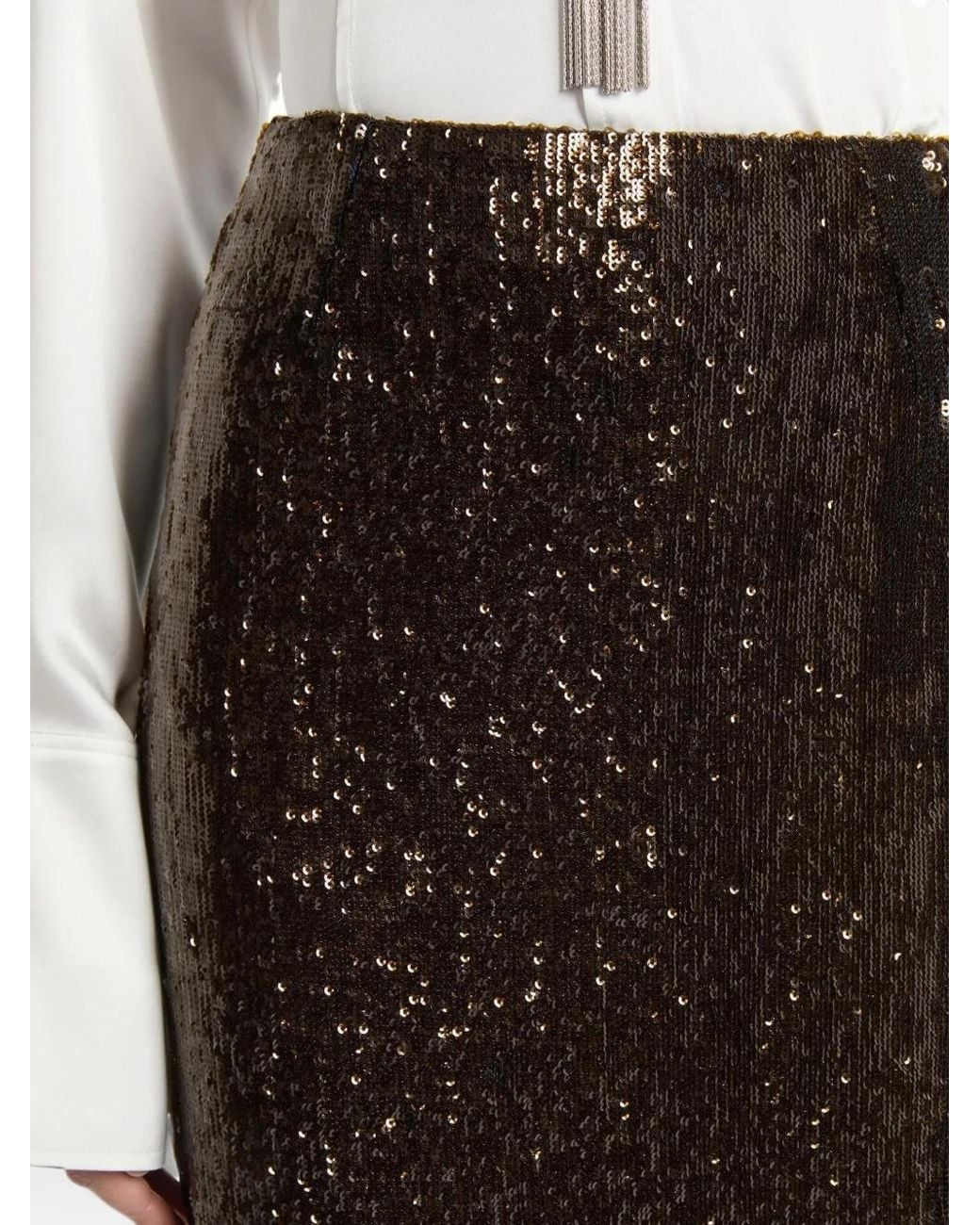 Balmain Black Sequinned Long Skirt
