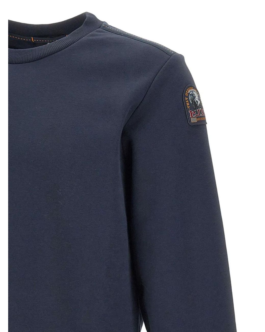 Parajumpers Blue Logo-Patch Crew-Neck Sweater for men
