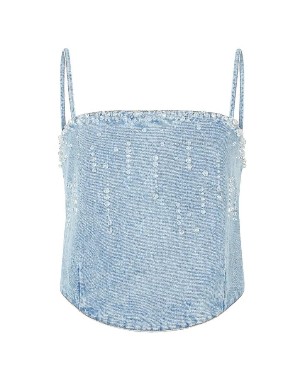 GIUSEPPE DI MORABITO Blue Beaded Sleeveless Top