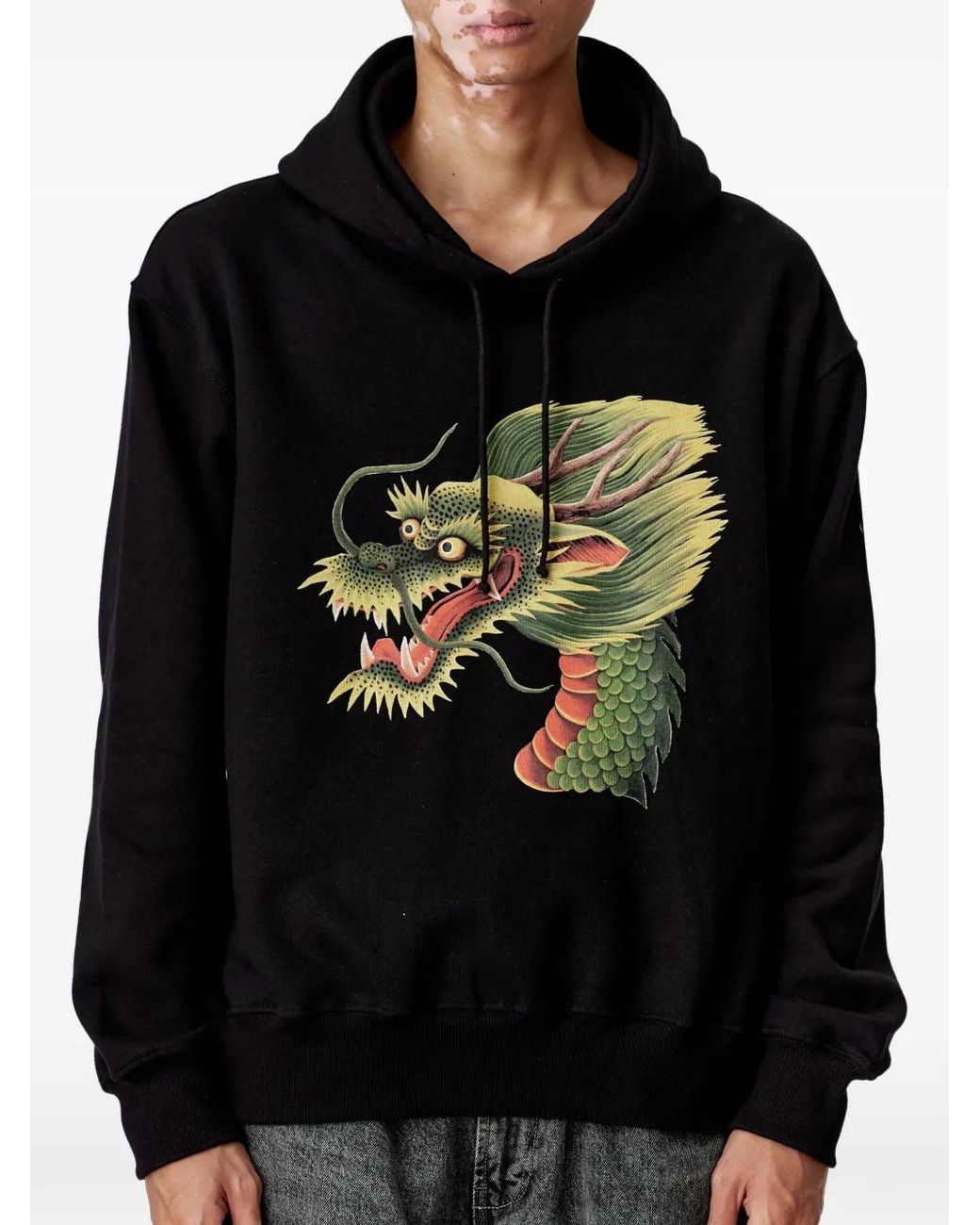 Endless Joy Black Monkey Dragon Graphic-Print Hoodie for men