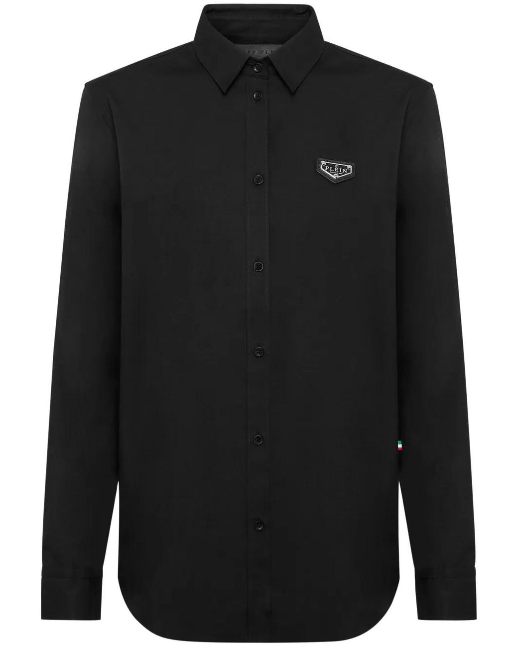 Philipp Plein Black Ls Iconic Plein Poplin Shirt