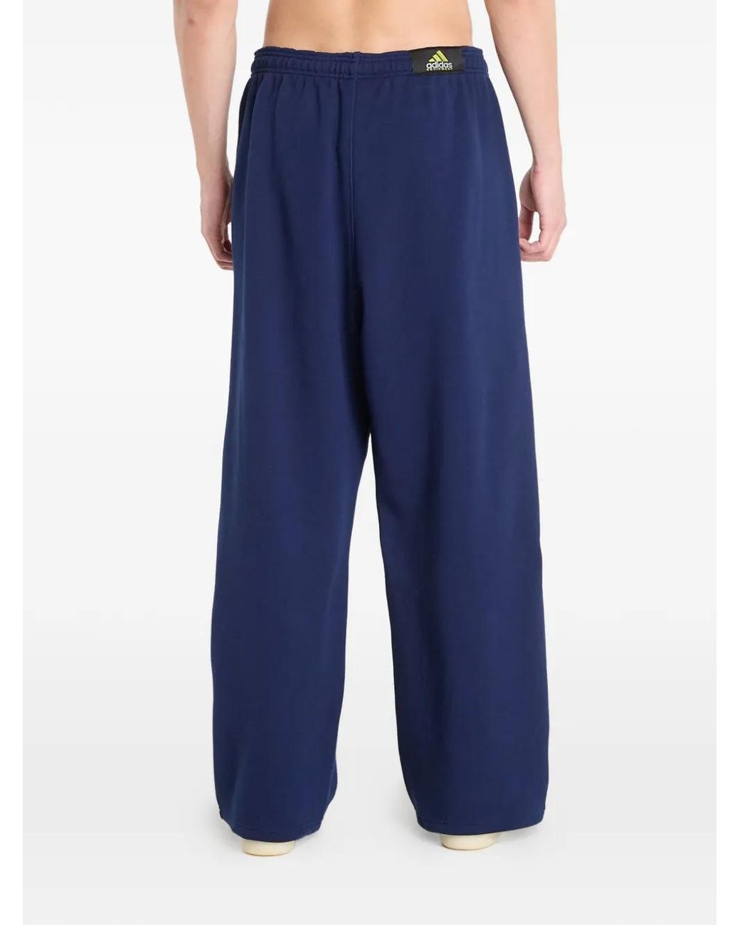 Adidas Blue Logo-Patch Track Pants for men