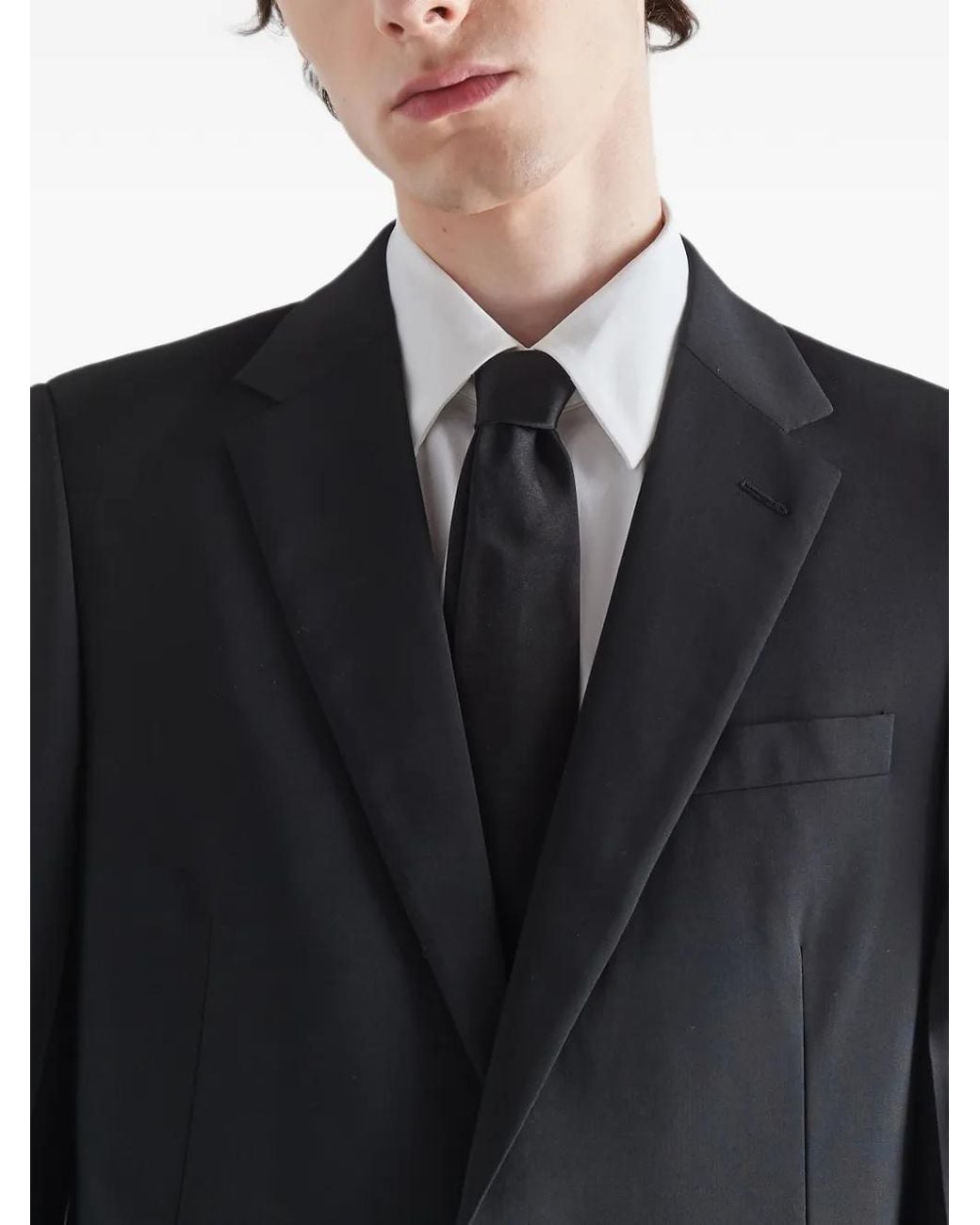 Prada Black Single-Breasted Wool And Mohair Suit for men