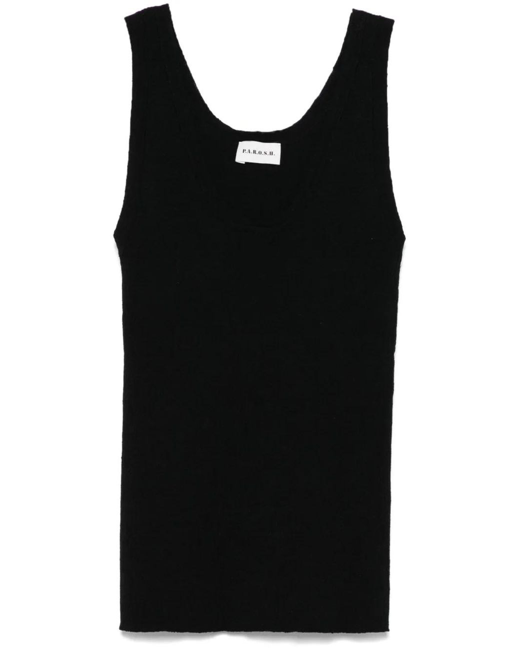 P.A.R.O.S.H. Black Ribbed-Knit Tank Top