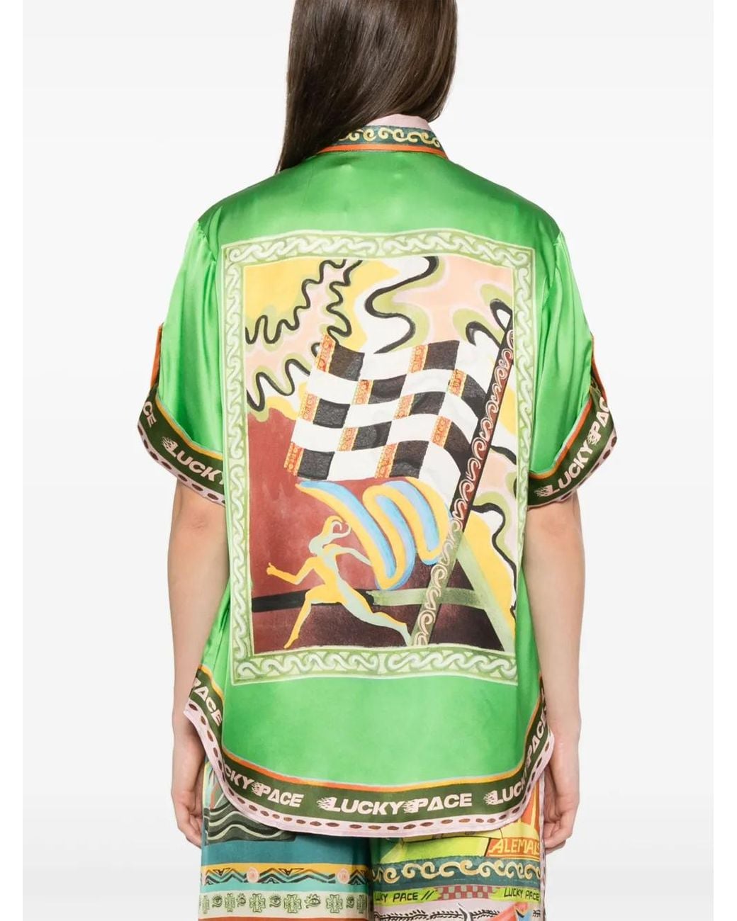 ALÉMAIS Lucky Pace Zijden Blouse in het Green