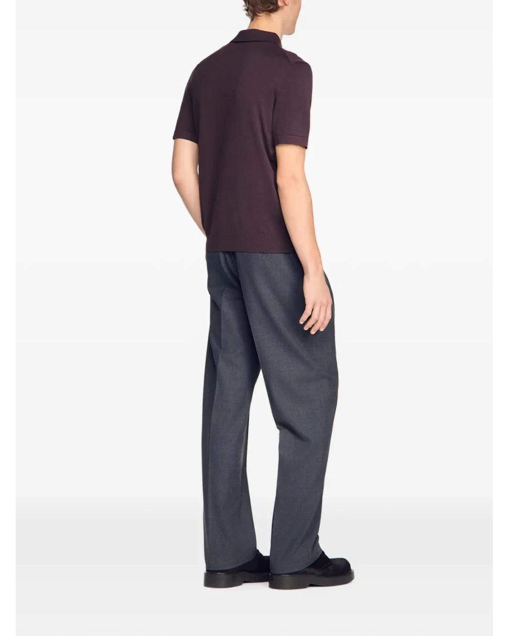 Sandro Red Cotton And Silk Polo Shirt for men