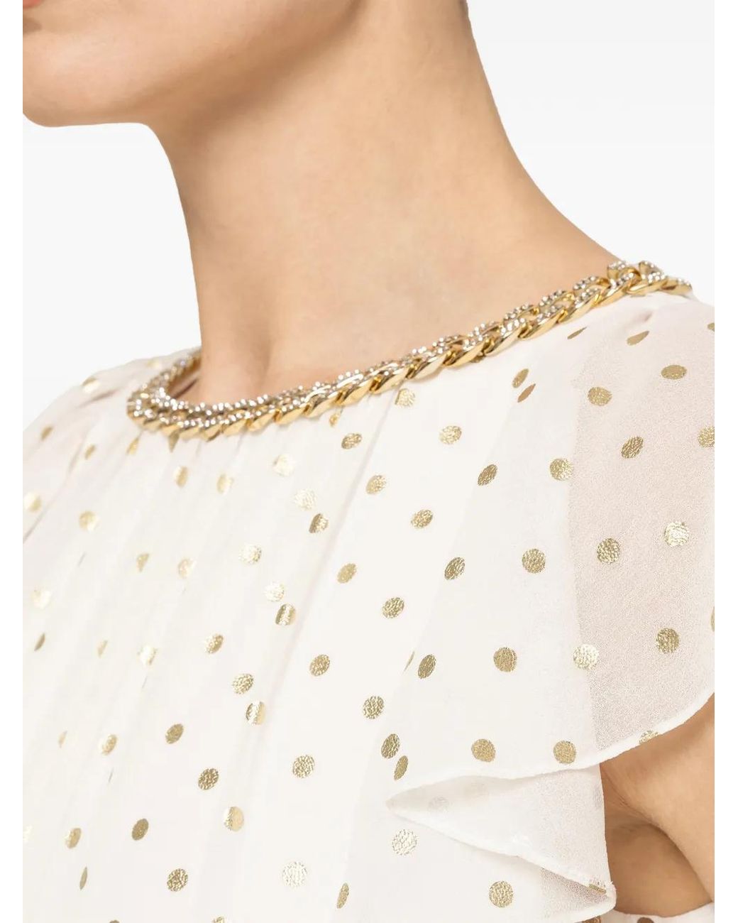 Nissa White Robe Mi-Longue À Pois