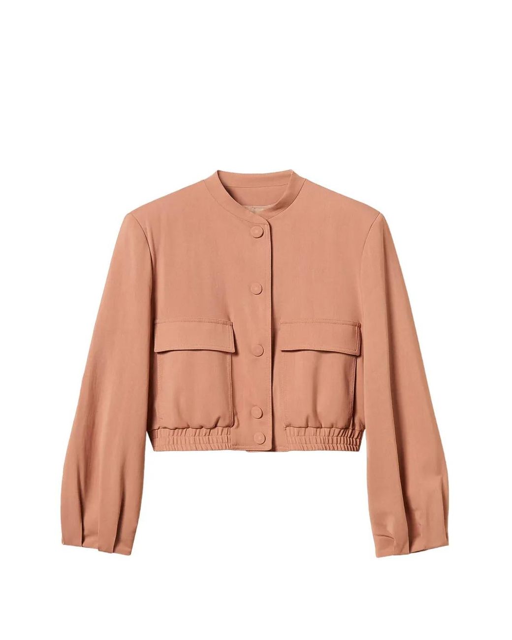 Twinset Pink Twill Bomber Jacket With Pockets