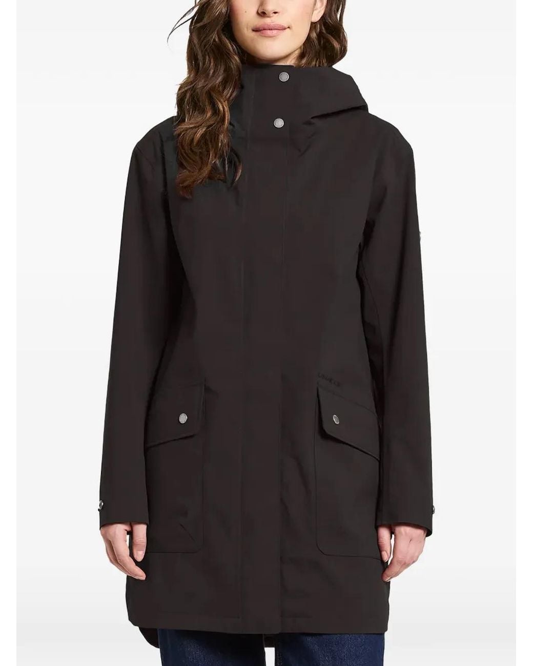 Didriksons Black Hooded Snap-Button Coat