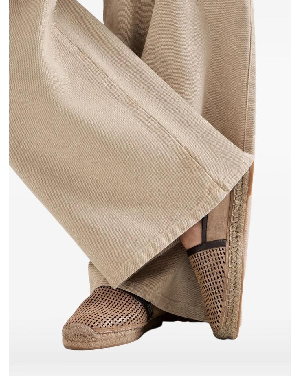 Brunello Cucinelli Brown Perforated Leather Espadrilles