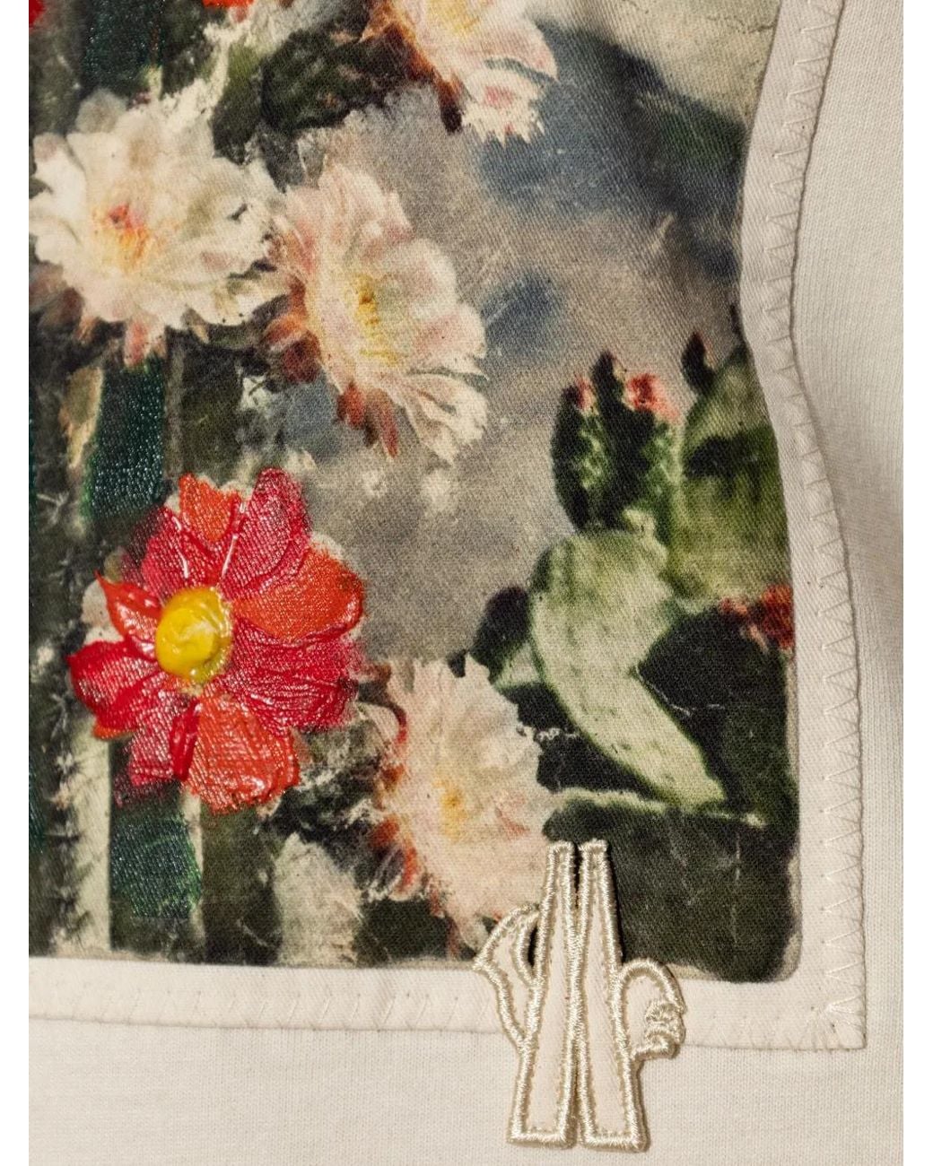 Moncler White T-Shirt À Imprimé Graphique
