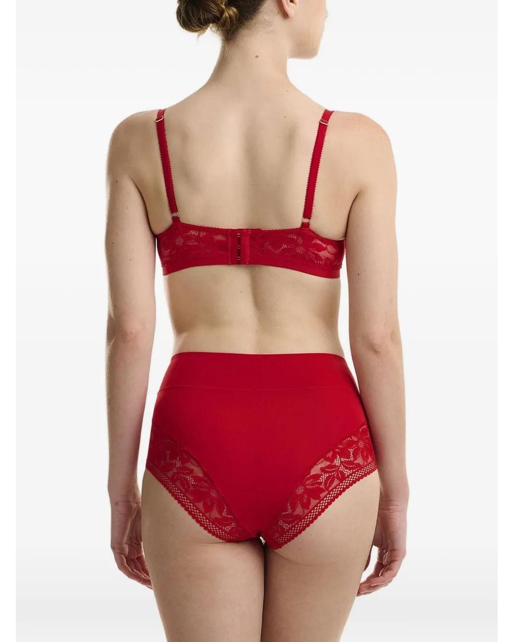 Wolford Red Floral-Lace Triangle Bra