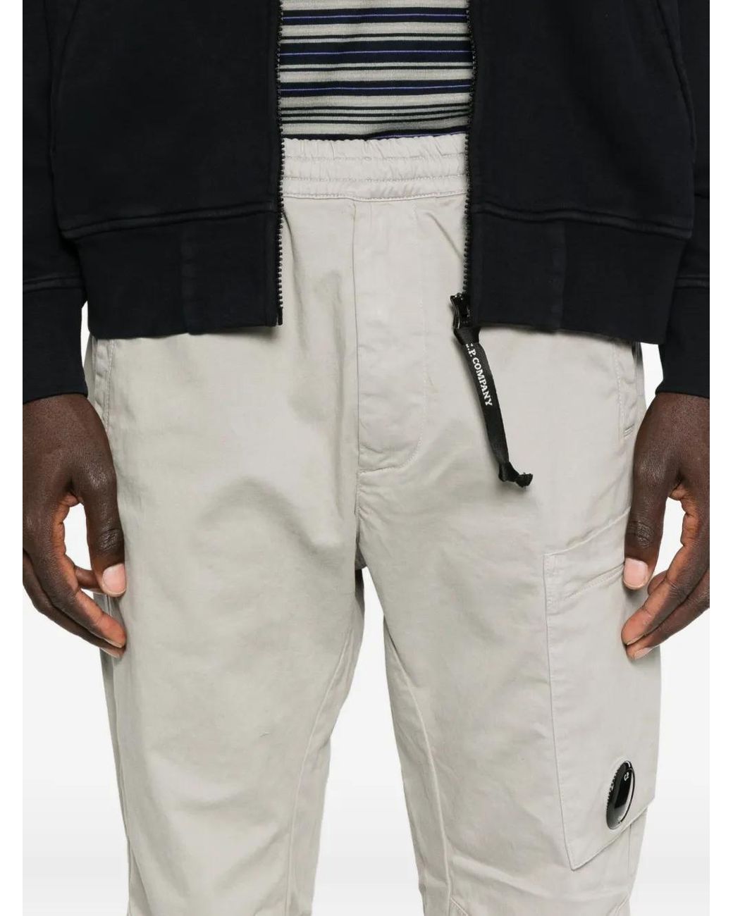 C P Company Gray C.P.Company Cotton Elastane Pants for men
