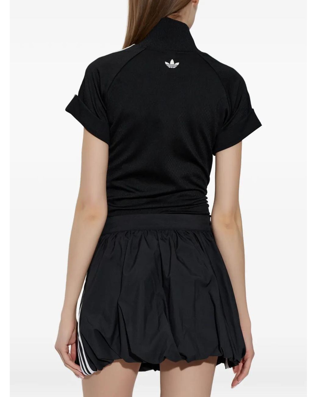 Adidas Black Three-Stripe-Sleeve T-Shirt