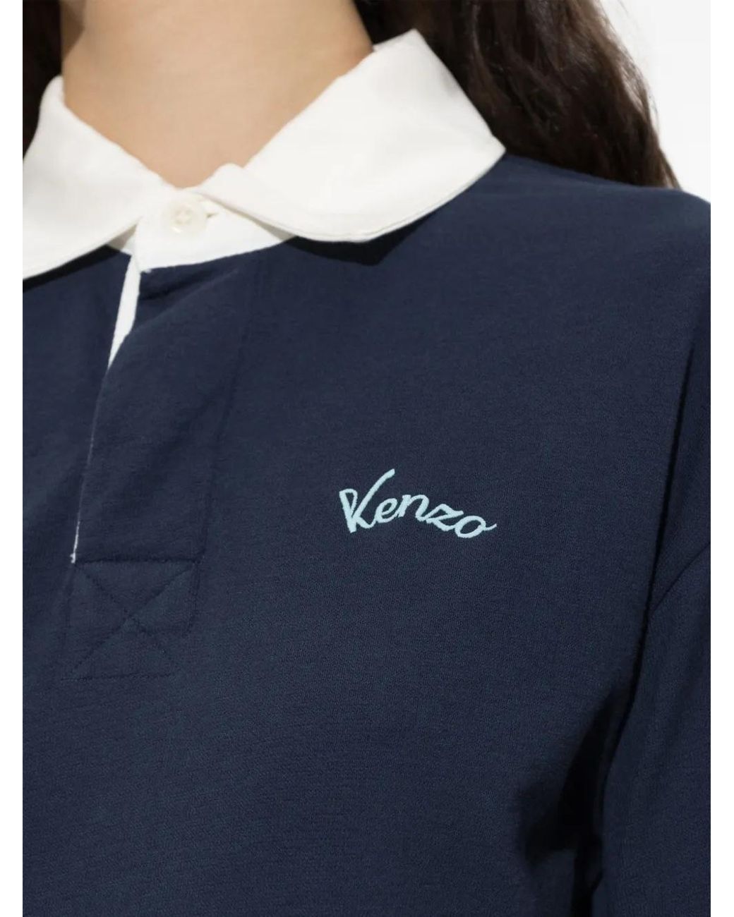 KENZO Blue Polo Varsity À Logo Brodé