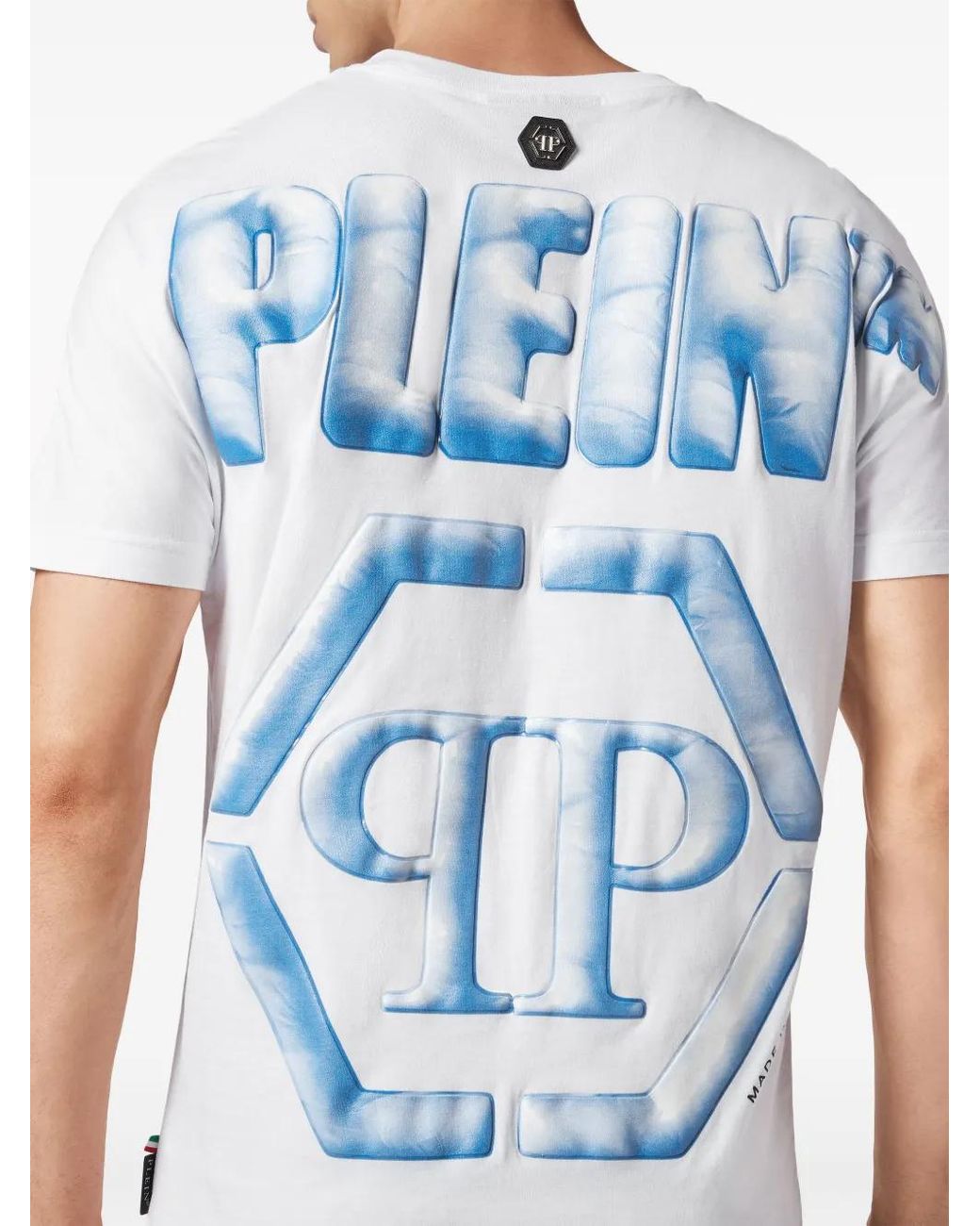 Philipp Plein Blue Ss Hexagon-Print Cotton T-Shirt for men