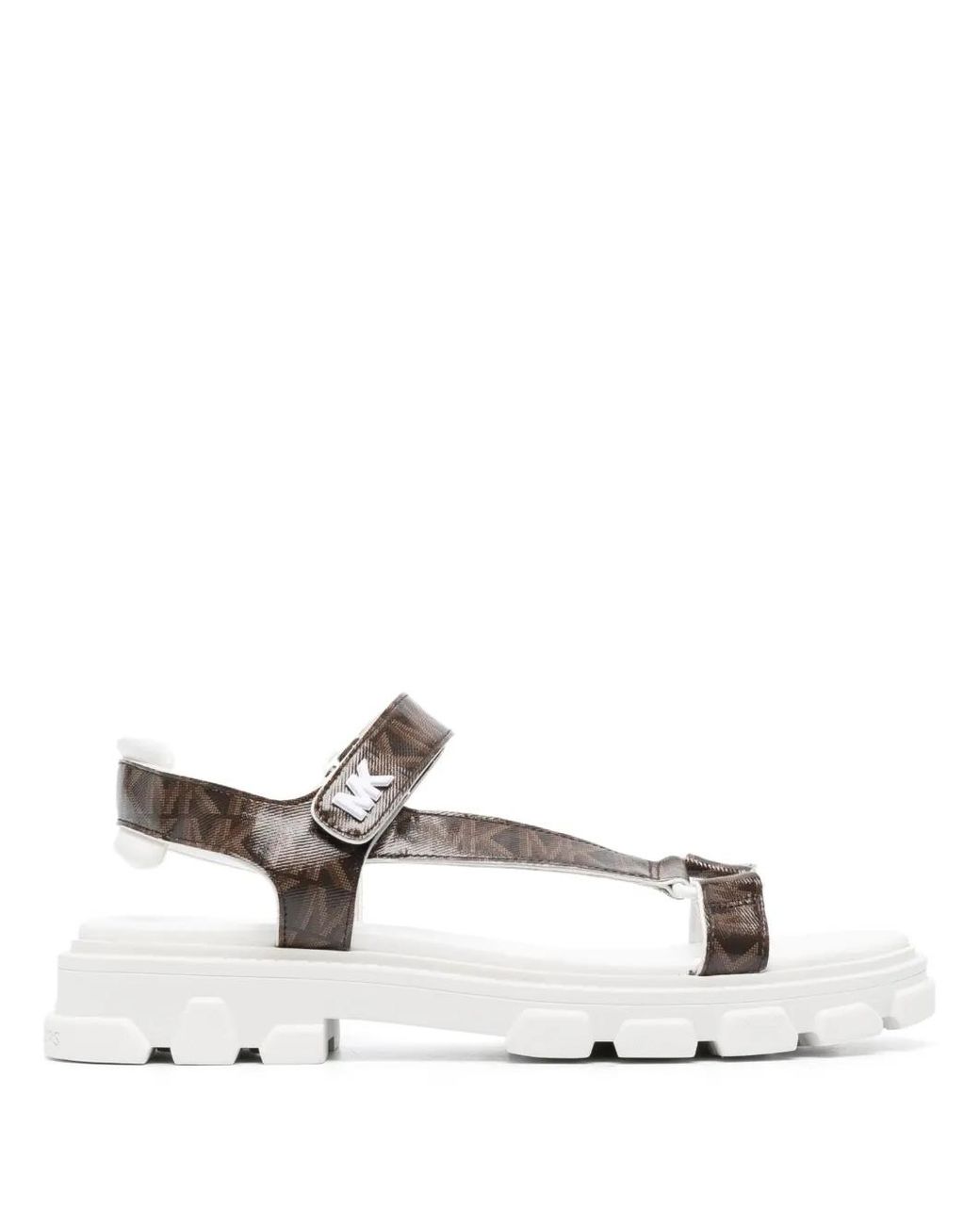 MICHAEL Michael Kors White Monogram-Print Leather Sandals
