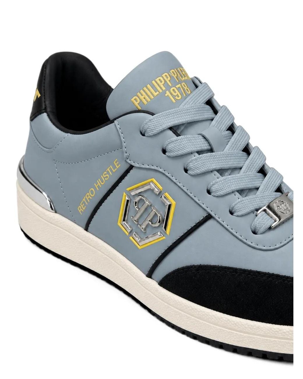 Philipp Plein Blue Low Top Sneakers Retro Hustle Bicolor for men