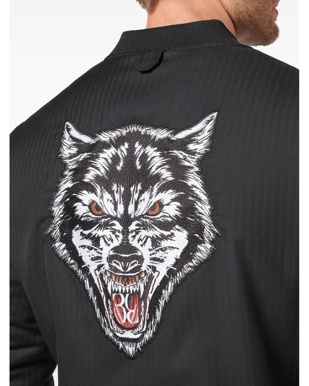 Billionaire Black Wolf Zip-Up Bomber Jacket for men