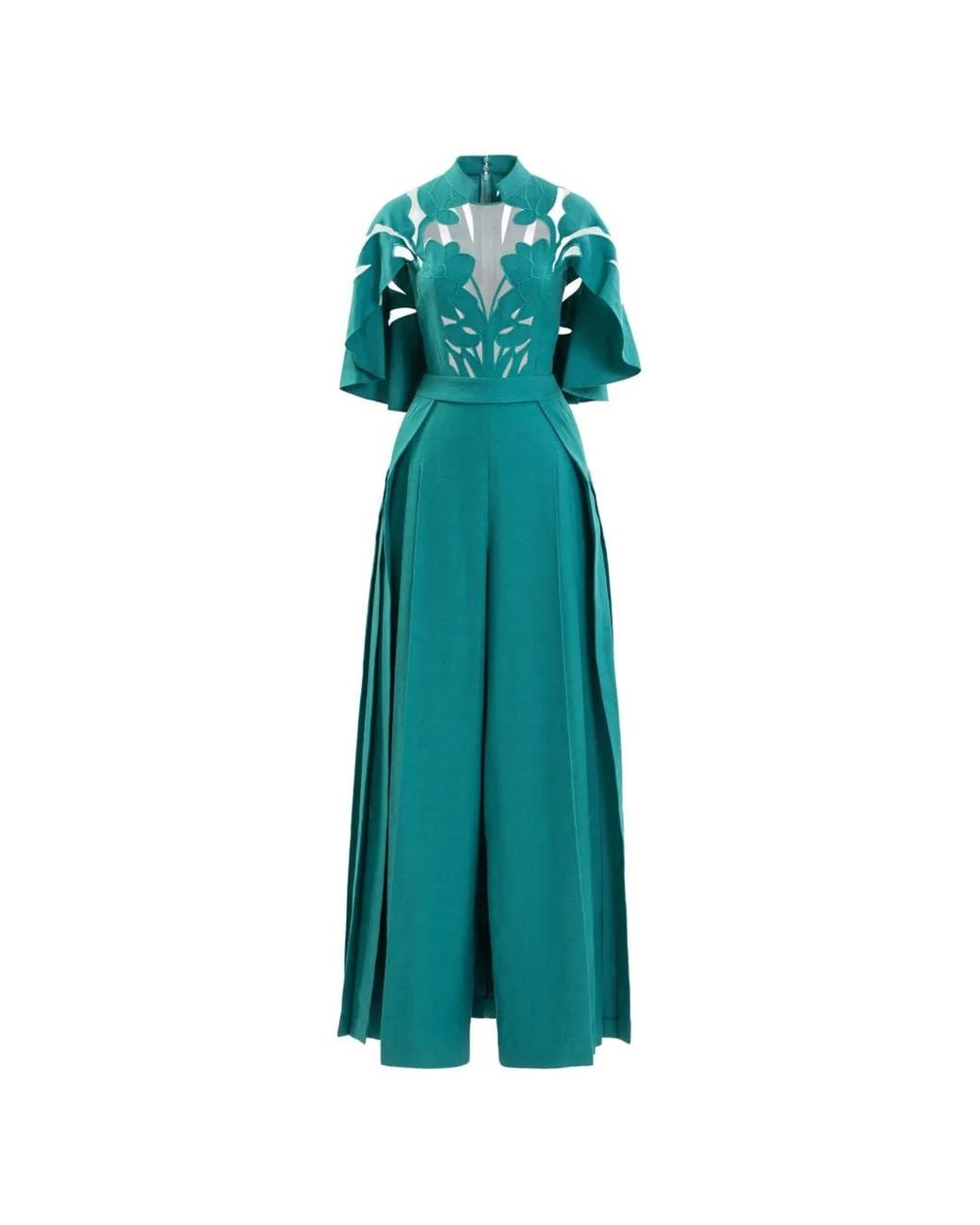 Saiid Kobeisy Green Cut-Out Linen Jumpsuit