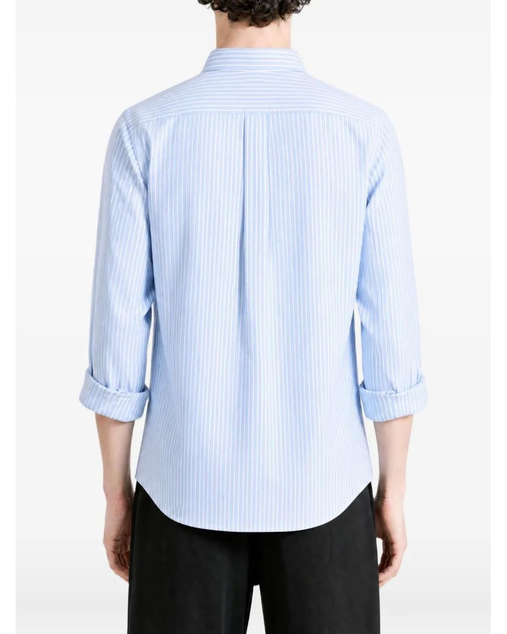 Polo Ralph Lauren Blue Vertical-Stripe Embroidered-Logo Shirt for men