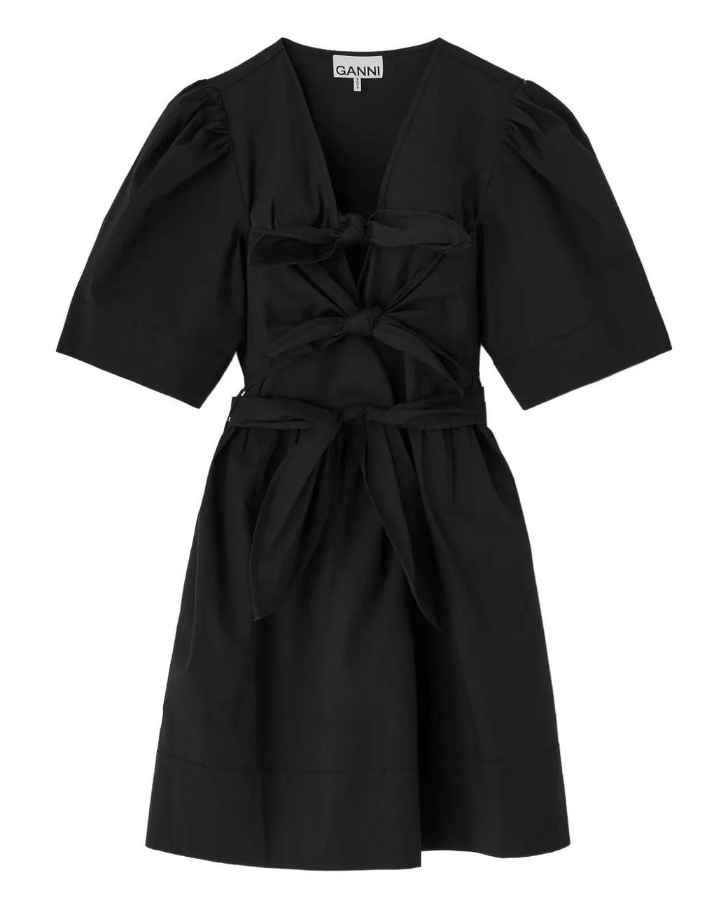 Ganni Black Organic Cotton Mini Dress