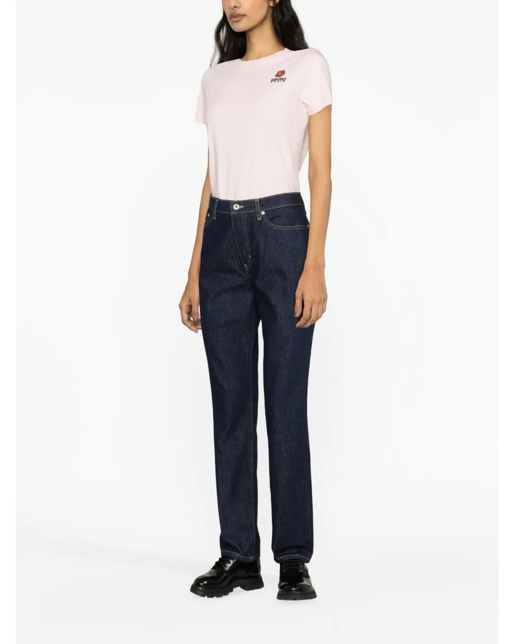 KENZO Blue Asagao Straight-Leg Jeans
