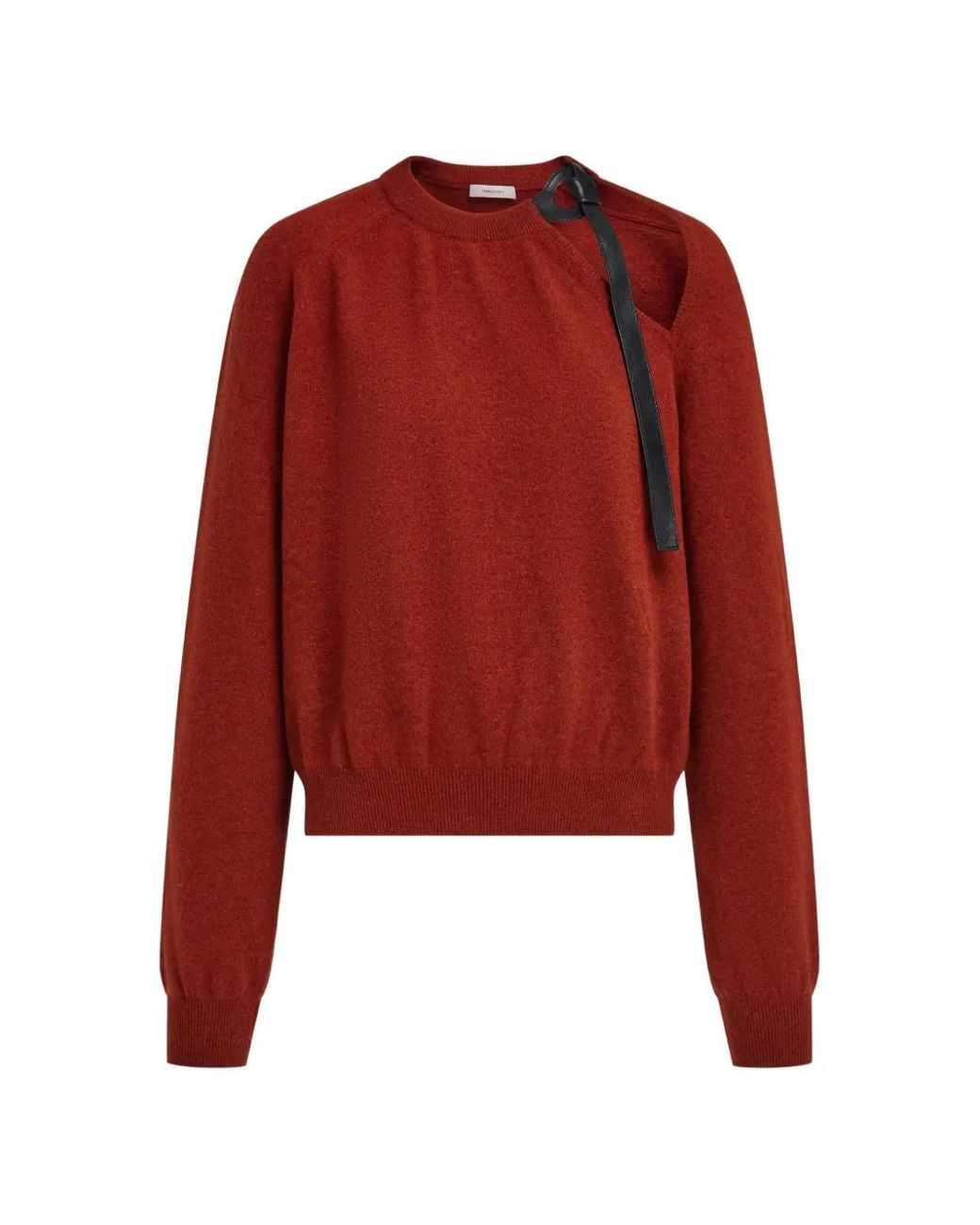 Ferragamo Red Leather-Detailed Wool-Cashmere Sweater