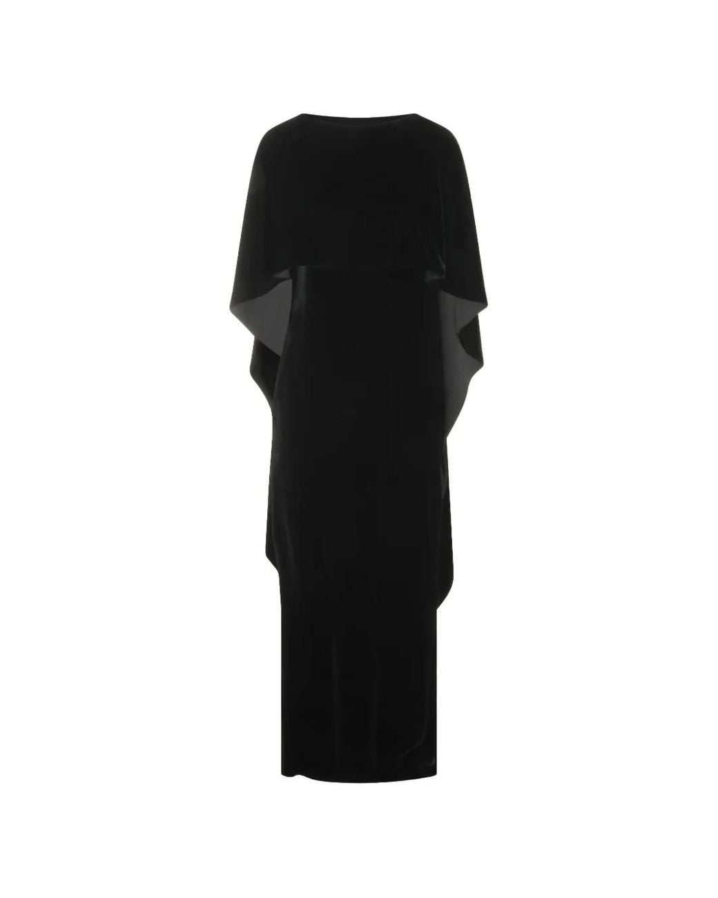 Alberta Ferretti Black Cape-Detail Cut-Out Gown