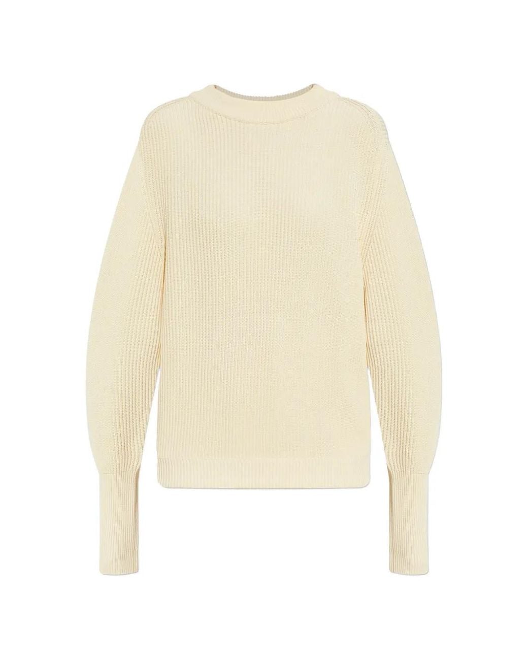 Victoria Beckham White Ribbed Relaxed-Fit Jumper