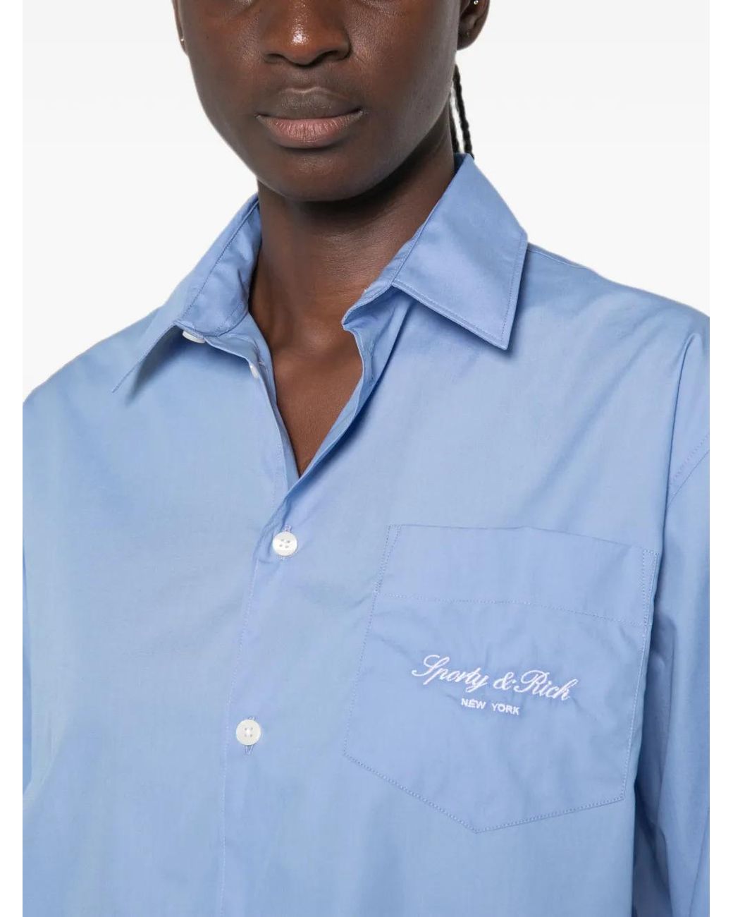 Sporty & Rich Blue Chemise À Poche Poitrine