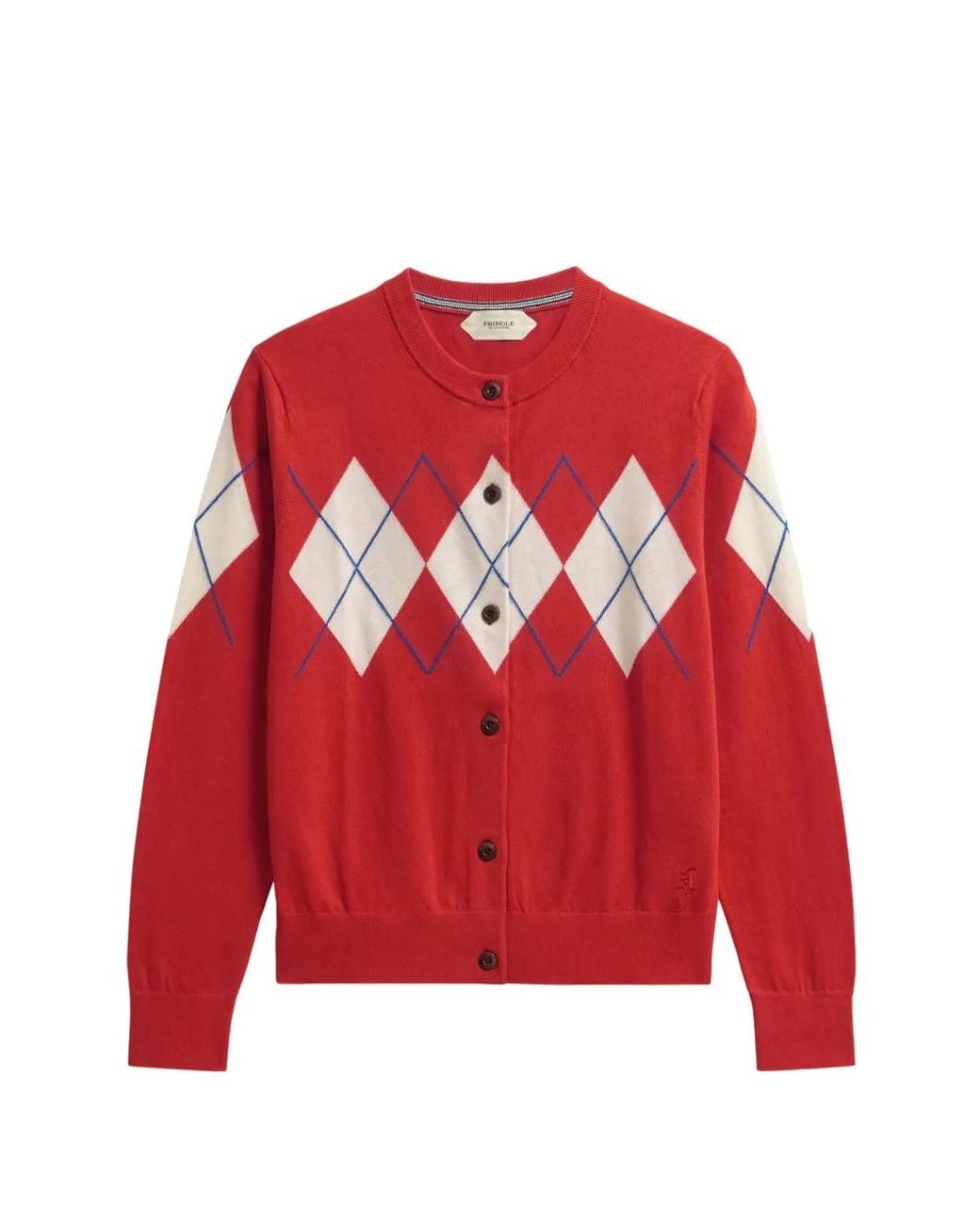 Pringle of Scotland Red Diamond-Pattern Cardigan