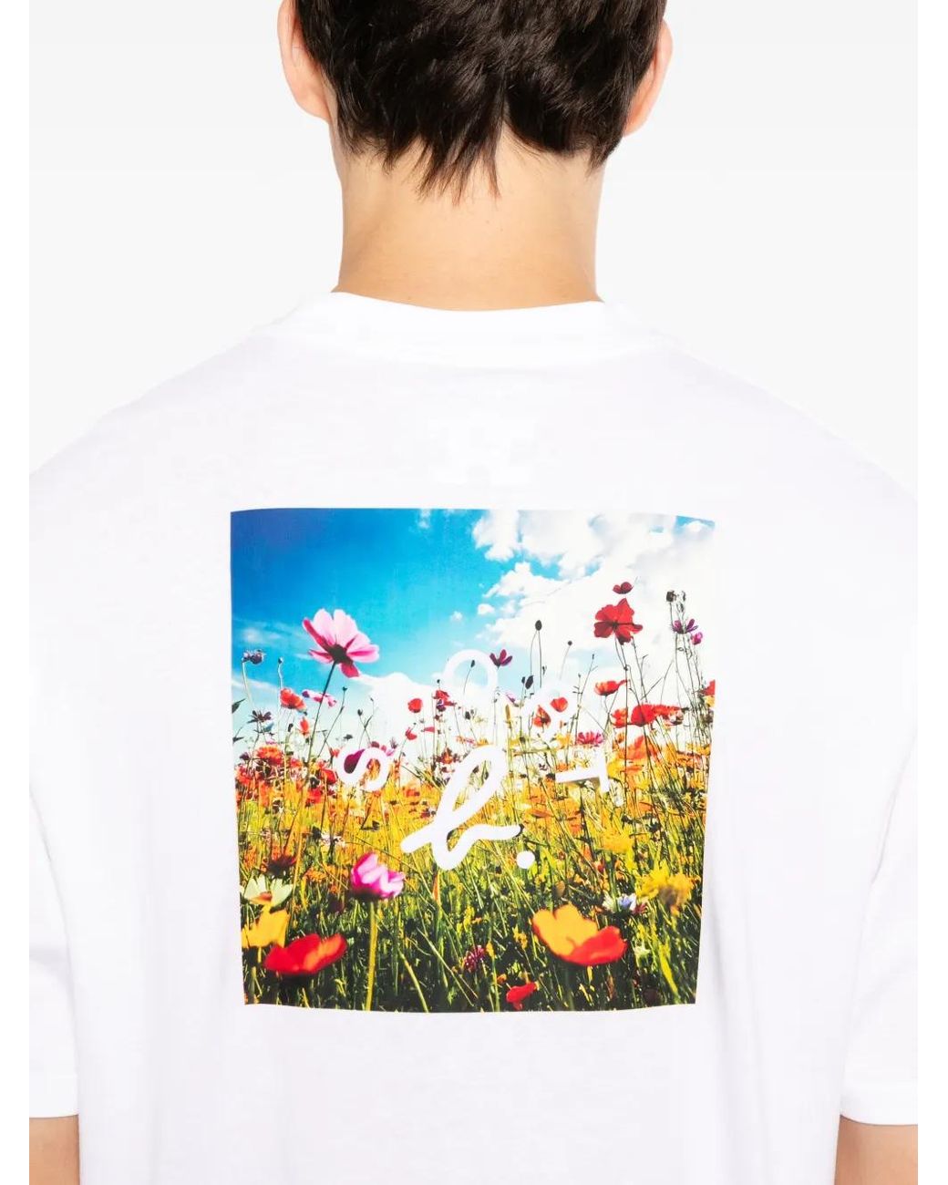 SPORT b. by agnès b. White Graphic-Print Round Neck T-Shirt for men