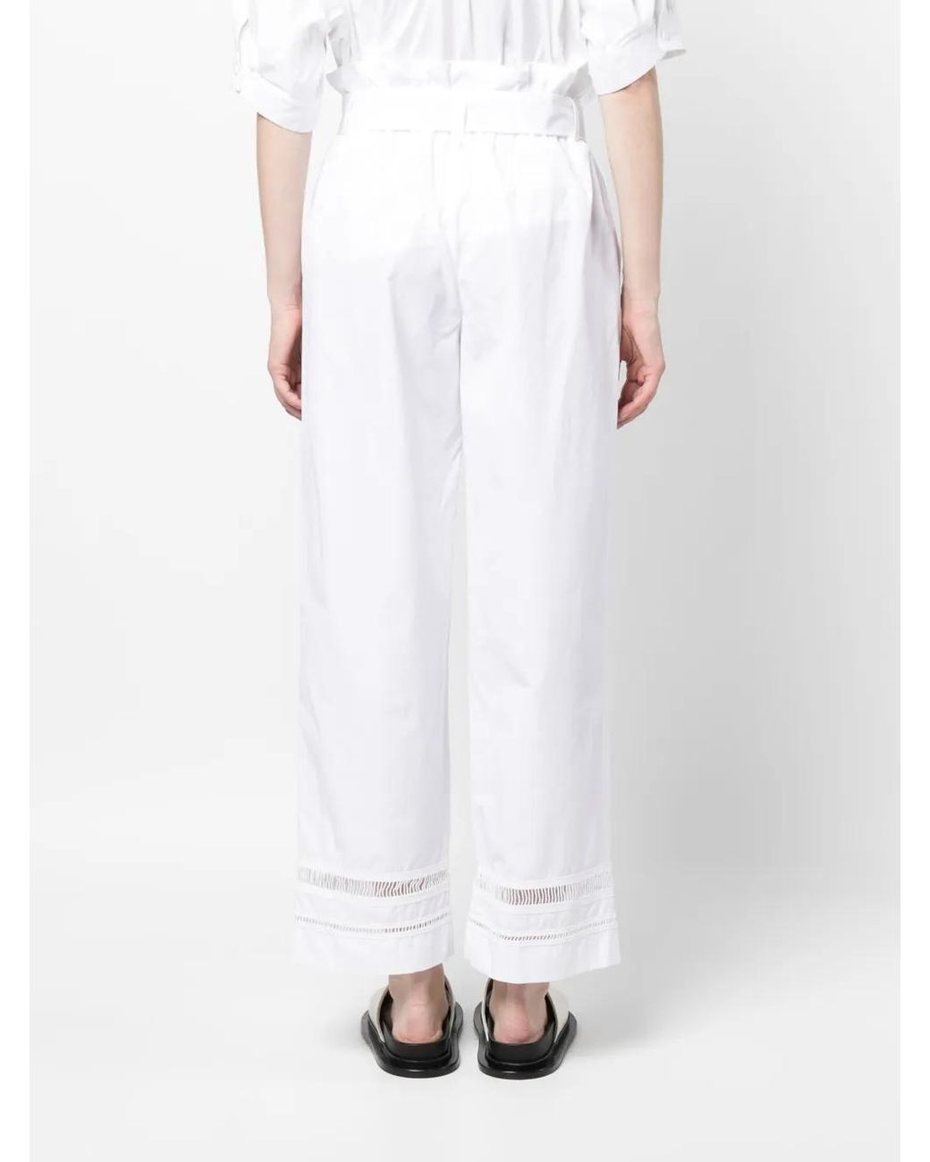 Lorena Antoniazzi White Belted High-Waisted Trousers
