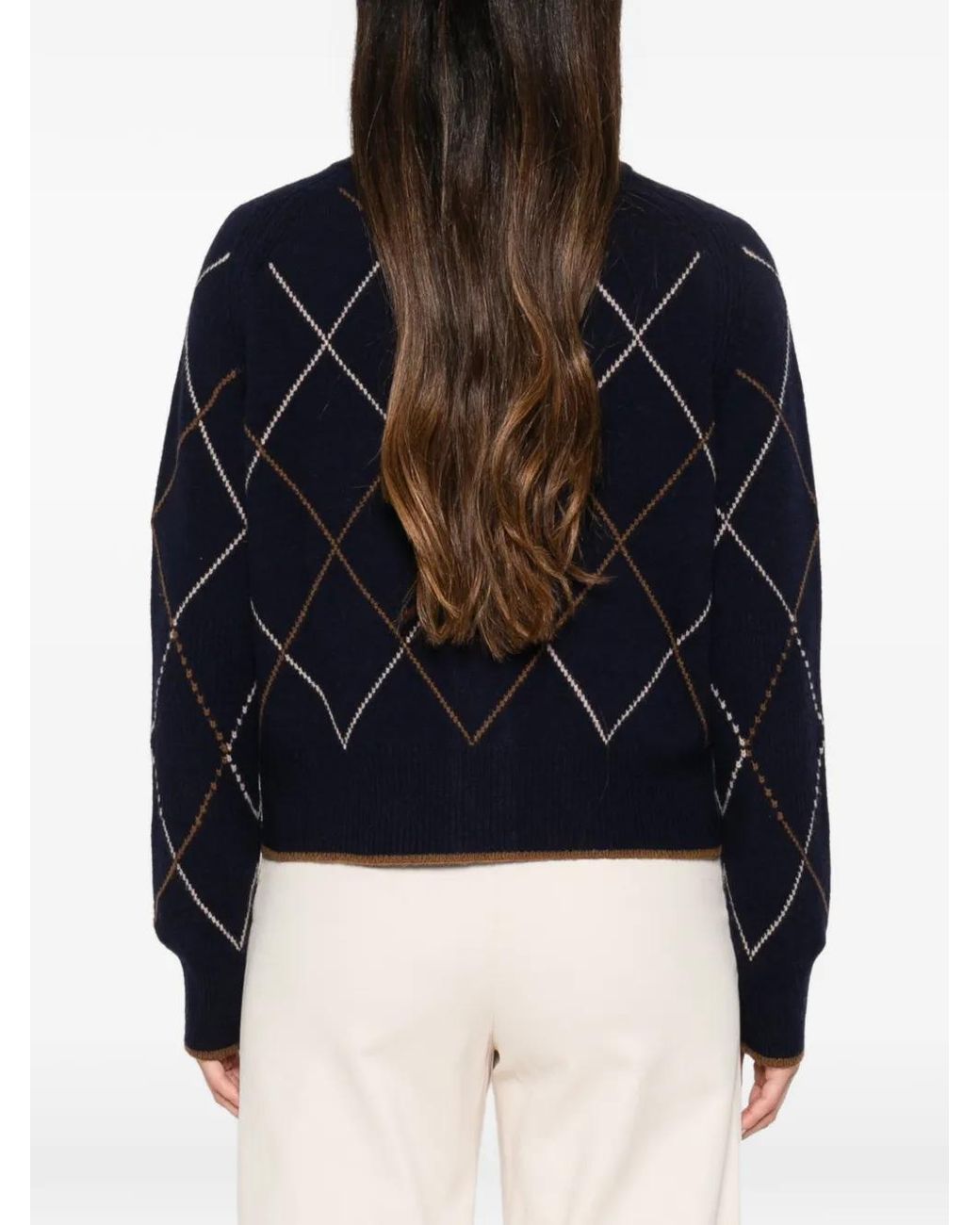 Moismont Blue Argyle-Pattern Cardigan