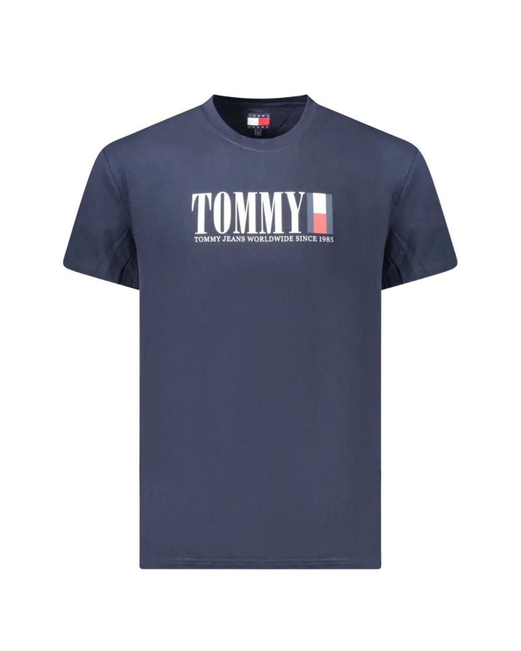 Tommy Hilfiger Blue Logo-Print Cotton T-Shirt for men