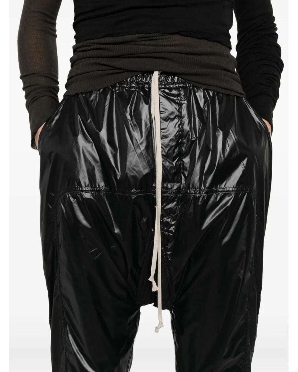 Rick Owens Black Prisoner Drawstring Trousers for men