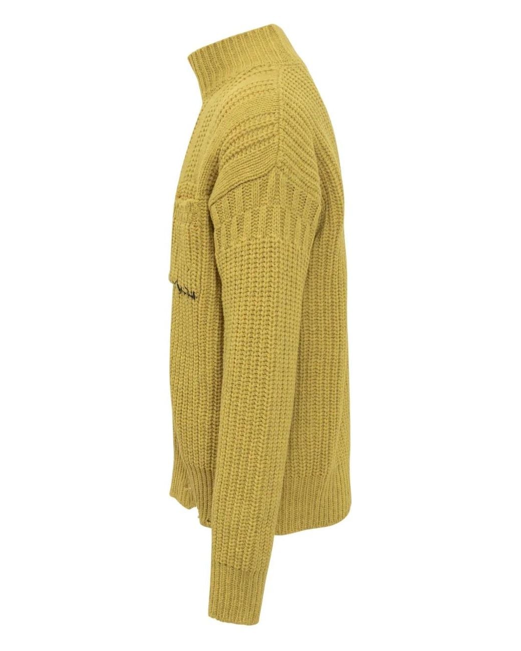 Marni Green Ribbed Mock-Neck Sweater for men