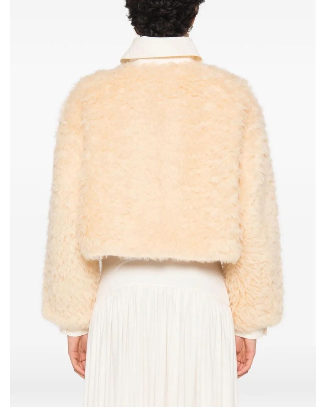 Source Unknown Natural Daye Shearling Cropped Jacket