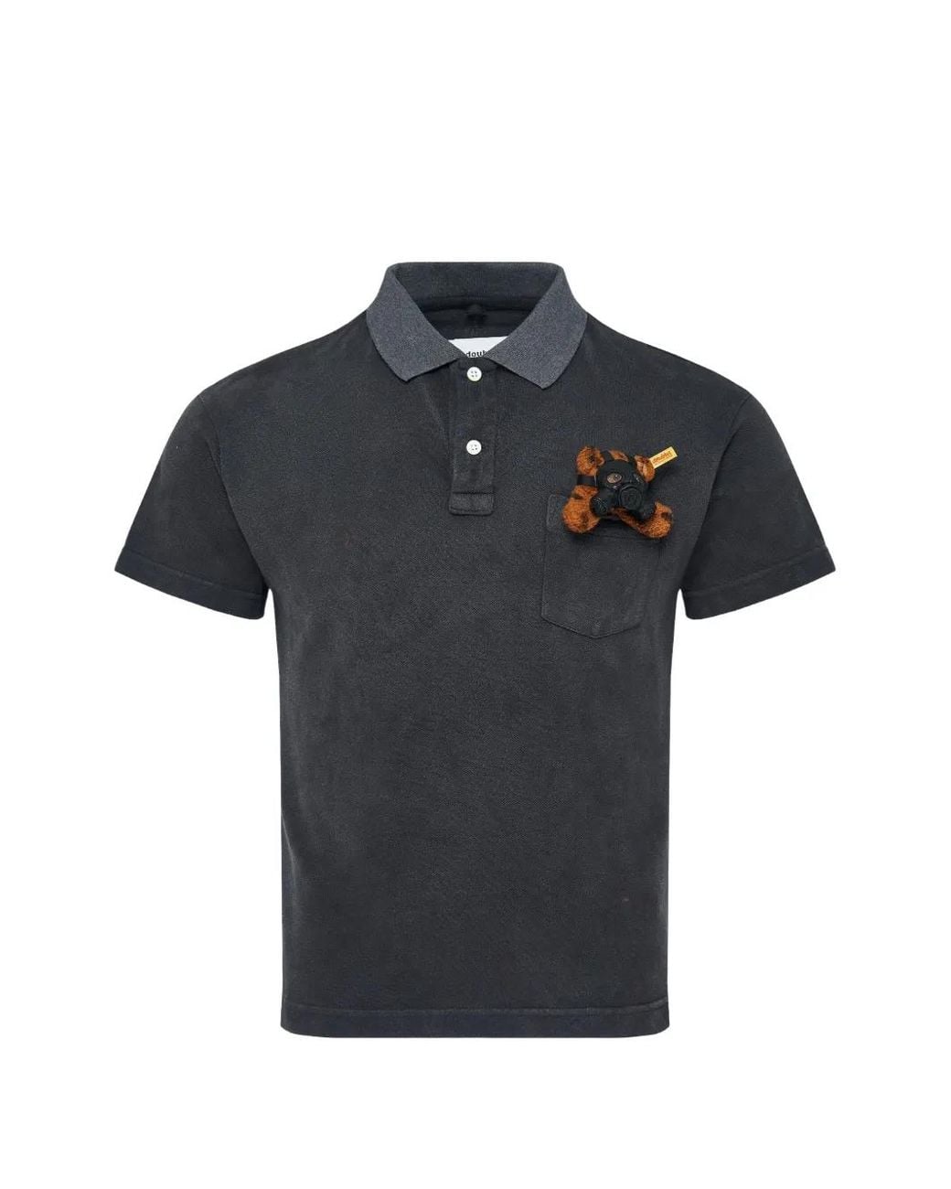Doublet Black Teddy-Bear Patch Polo Shirt for men