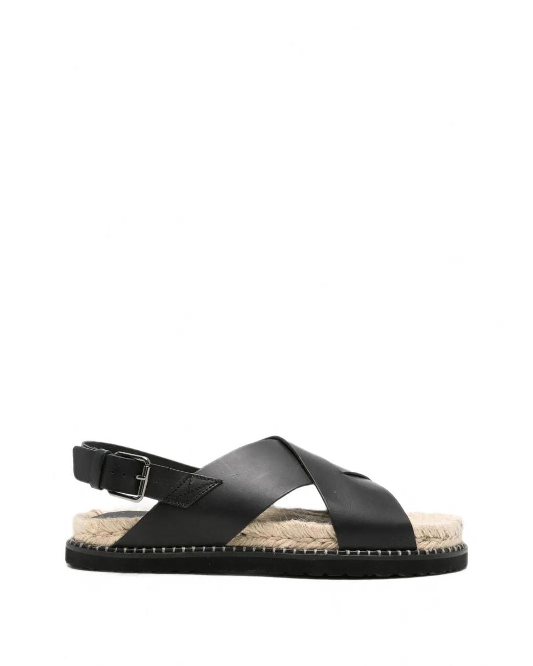 Castaner Black Crossover-Strap Leather Sandals for men