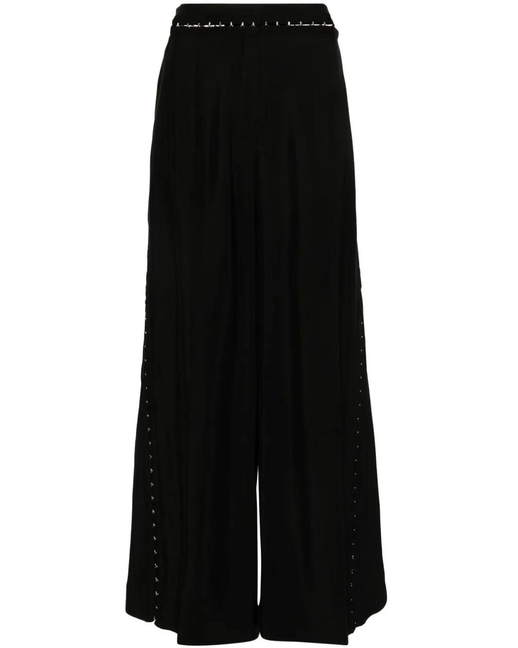Mugler Black Hook & Eye Wide-Leg Trousers