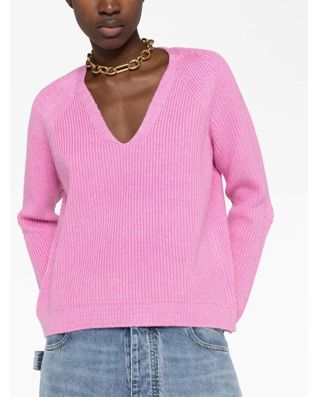 Tom Ford Pink Ribbed V-Neck Jumper