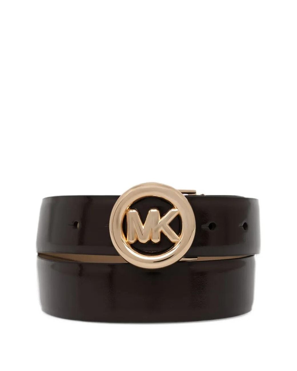 MICHAEL Michael Kors Black Logo-Plaque Patent Belt
