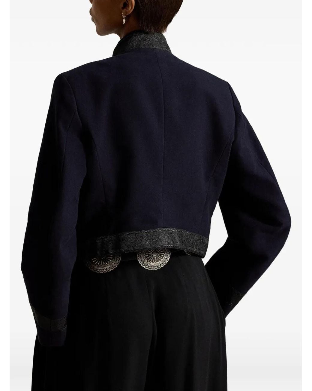 Polo Ralph Lauren Blue Embellished Cropped Cotton Jacket